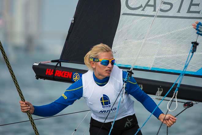 Hanna Klinga, 49erFX - ISAF Sailing World Cup Miami 2014 - day 5 © Walter Cooper /US Sailing http://ussailing.org/